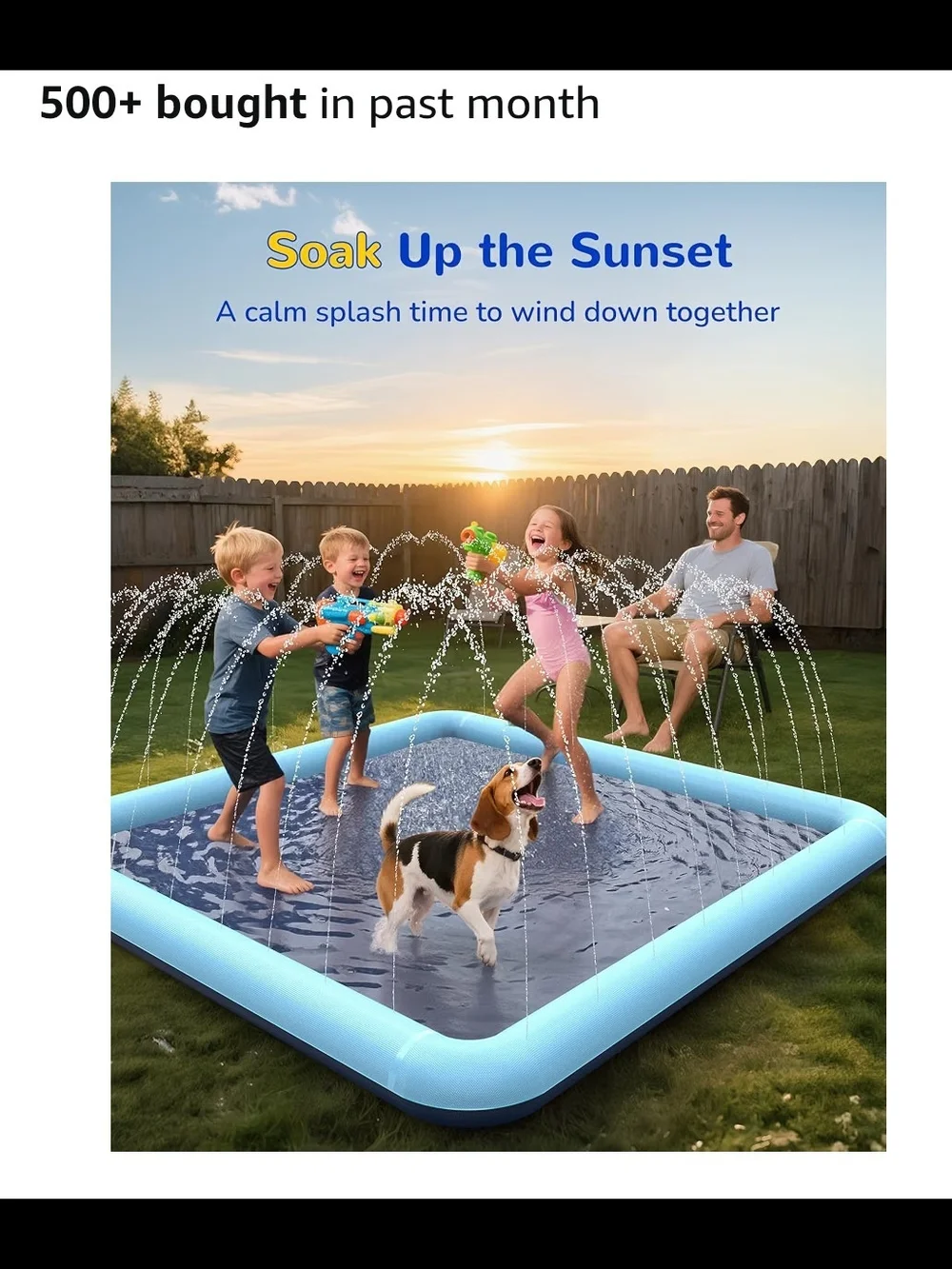 Square Blue Kids Splash Play Pool - Blue